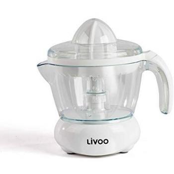 LIVOO Feel good moments - Prensa Eléctrica de Cítricos | Para naranja, limón y otros jugos cítricos | 2 Conos dependiendo del tamaño de los cítricos | 25 W, Blanco DOD131 Blanco