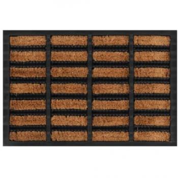 Felpudo rectangular de goma y fibra de coco 40x60 cm, alfombrilla de puerta antideslizante para entrada, porche o jardín