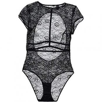 Guess - Body de encaje con mangas cortas para mujer -  Negro -  Small