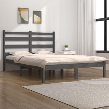 Estructura de cama de madera maciza de pino gris 150x200 cm King Size