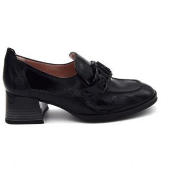 Hispanitas Mocasines de Piel Charlize Negro con Tacón