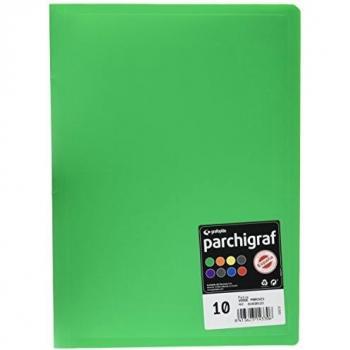 Grafoplas 1430123 - Carpeta de 10 fundas, tamaño folio, tapas PP, color verde parchís
