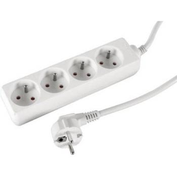 Base Múltiple Perel - 4 Tomas - Cable 1.5m - Blanco