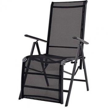 Adjustable Black Aluminum and Textilene Reclining Deck Chair
