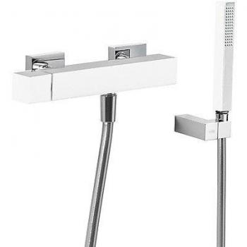 Tres Griferia - Monomando Ducha Ducha De Mano Anticalcárea Con Soporte Orientable Y Flexo Satin