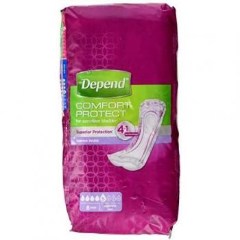 Depend Compresas - Absorbentes para pérdidas de orina, absorción súper, color beige - Pack de 8 unidades