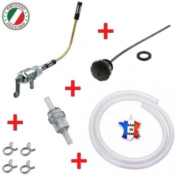VESPA PIAGGIO : GRIFO DE COMBUSTIBLE + MANGUERA + ABRAZADERA TUBO GASOLINA + TAPPON BOSS BOXER BRAVO CIAO C24 A/L MIX P PX S SC GRILLO MOTO MOTOCICLETA ON OFF INTERRUPTOR FUEL VINTAGE
