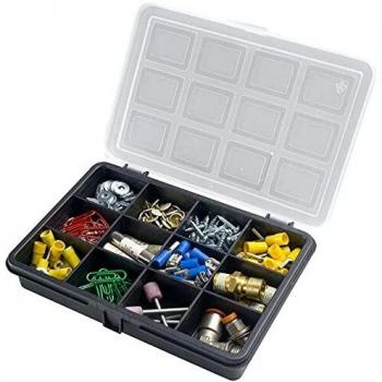 Art Plast ZA1577 Organizador de plástico con 12 compartimentos L 180 x P 128 x H 32 mm, Negro/Amarillo, 18x12,8x3,2
