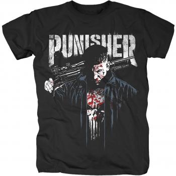 PUNISHER para Hombre de la Camiseta de algodón Vestido de Negro Sangre Marvel - M