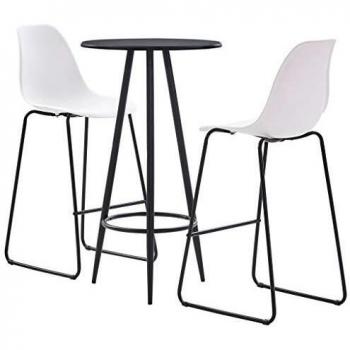 vidaXL Juego de Mesa Alta y Taburetes de Cocina Mesita y Sillas de Barra Desayuno 3 Piezas Plástico Blanco