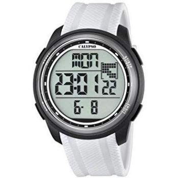 Calypso Unisex Digital Watch with LCD Dial Digital Display and White Plastic Strap K5704/5