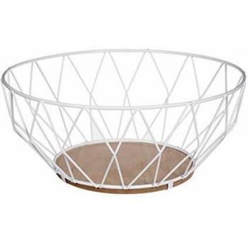 Frutero Metálico Blanco 28cm - Forma Diamante