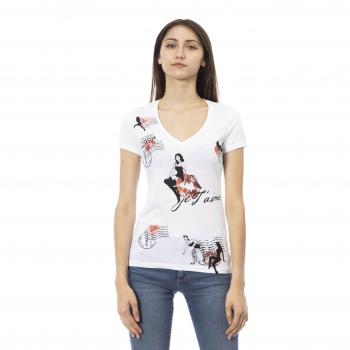 Trussardi Action White Cotton V-Neck T-Shirt for Women - Size L
