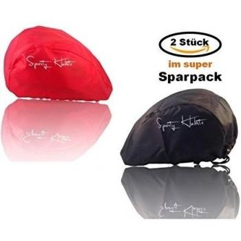 Revestimiento de casco para bicicleta casco | 2 x Unidades | Rojo & Negro, protección contra la lluvia, sol, viento | Logo reflectante para Seguridad | Lluvia Impermeable | Casco Protección Cordón Ajustable.