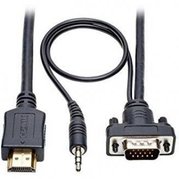 Adaptador de Cable Activo HDMI a VGA + Audio 4.6m HD15 y 3.5mm Negro
