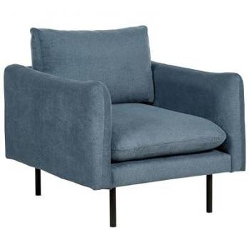 Sillón Moderno Vinterbro de Tela Chenilla Azul con Respaldo Acolchado y Patas Negras