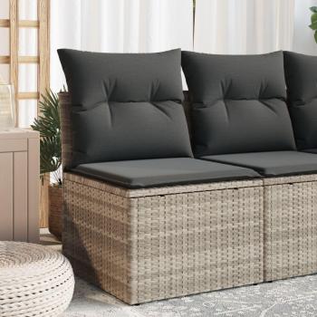 Silla jardín sin apoyabrazos con cojines en Polyrattan gris claro
