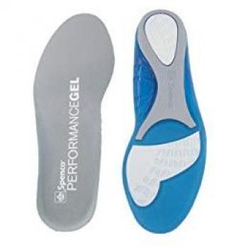 Plantillas Spenco Performance Gel para hombre, color blanco y azul, talla 45-46, con tecnología de gel para comodidad y soporte