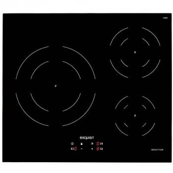 Placa de Inducción Exquisit EKI 630, 60 cm, 3 Zonas, Control Táctil, 7200W, Función PowerBooster, Programación de Tiempo de Cocción, Bloqueo
