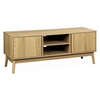 Soporte de TV decoración en madera 2 puertas, efecto madera, 120 cm, color Dune, medidas 120x39x48 cm