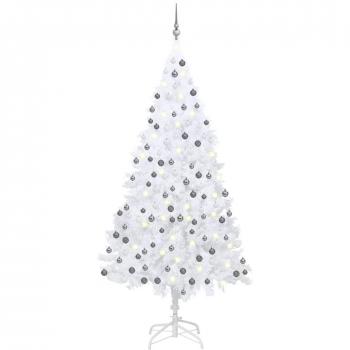vidaXL Artificial Pre-lit Christmas Tree with Ball Set White 240 cm