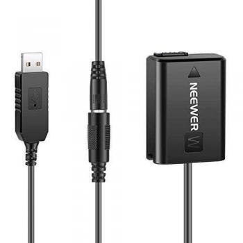 Neewer Repuesto Acoplador DC para NP-FW50 Adaptador Corriente Batería Simulada con Cable USB Compatible con Sony A7 A7R A7S A7II A7RII A7SII A6500 A6400 A6300 A6100 A6000 NEX5 NEX7 DSC-RX10 II III IV
