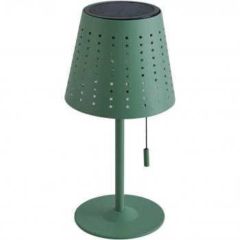 Lámpara de mesa LED solar 'Hilario' verde de hierro con batería recargable