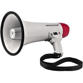Megáfono Monacor TM-11 - 15W, 100dB, con micrófono integrado y sirena