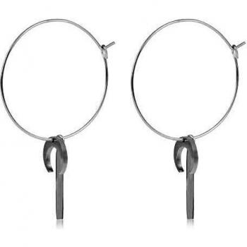 Córdoba Jewels | Pendientes en plata de ley 925 con diseño Aros Luna Barra Silver
