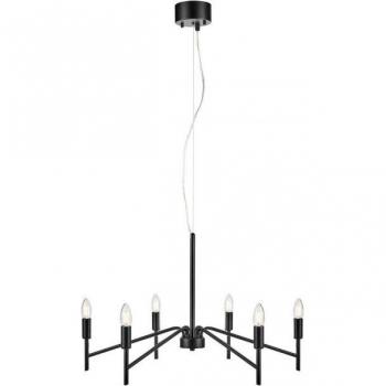 Lámpara Colgante de Metal Negro Monarch 6 Bombillas 43cm