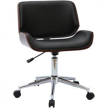 Silla de oficina negra y madera oscura RUBBENS - Miliboo