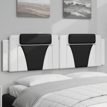 Cabecero de cama acolchado cuero sintético blanco negro 180 cm Vidaxl