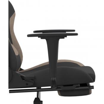 Silla gaming con reposapiés tela negro y gris taupe