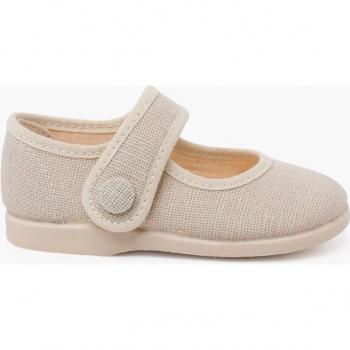 Merceditas de Lino con Botón y Suela Antideslizante - Ideal para bebé niña