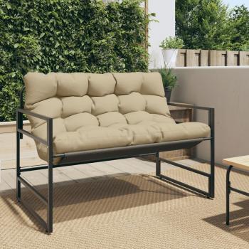 Banco de jardín con cojín de acero taupe 113 cm