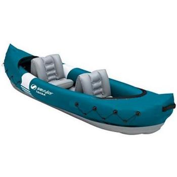 SEVYLOR Tahaa Kajak, Kayak Hinchable para 2 Personas, con Funda de PVC Resistente y Cintas de sujeción para sostener Equipaje, Estructura de Barra para Mayor Estabilidad en el Agua, Talla única