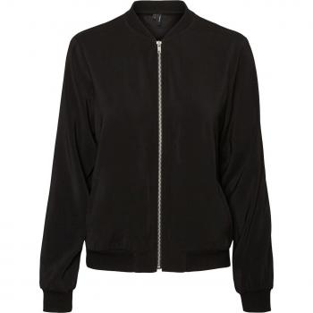 Vero Moda Women's Coco Black Bomber Jacket with Side Pockets, Size M