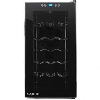 Klarstein Vivo Vino • Nevera para vinos • Nevera para Bebidas • Capacidad: 52 litros • Espacio para 18 Botellas • 5 Estantes • Silencioso • Temperatura 11° - 18° C • Iluminación Interior LED • Negro