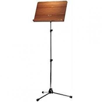 K&M 118/4 Orchestra Music Stand with Walnut Finish and Chrome Base