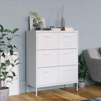 White Steel Drawer Cabinet 80x35x101.5 cm