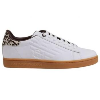 EA7 Classic Beige Leather Sneakers for Men - Size 5.5 US