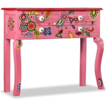 Aparador Consola de Almacenamiento de Madera Maciza de Mango Pintado a Mano en Rosa 4402021
