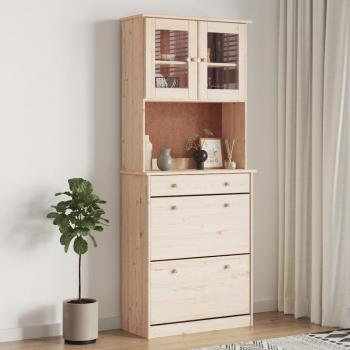 Aparador alto de madera maciza de pino 77x35x188 cm Marrón
