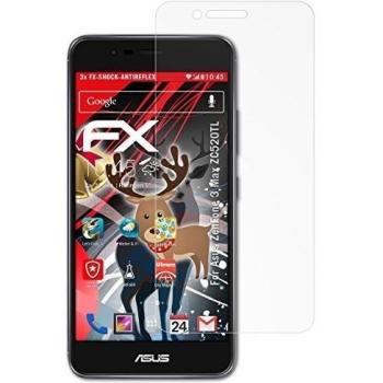 3 x atFoliX Anti-Choque Lámina Protectora de Pantalla Asus ZenFone 3 Max Antichoque Película Protectora - FX-Shock-Antireflex
