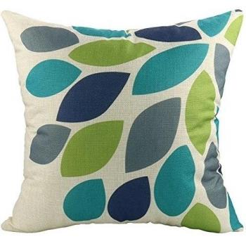 Luxbon Funda Cojin Almohada Hojas Multicolor Lino Duradero Decoración para Sofá Cama Coche 18x18 45x45 cm