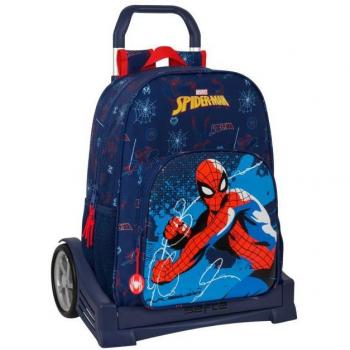 MOCHILA 180+CARRO EVOLUTION SPIDER-MAN NEON 33x42x14cm