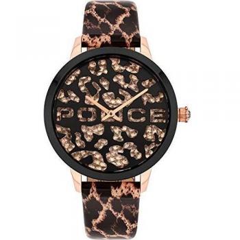 Police Women's Leopard Print Watch PL16028MSRB.02 - Black/Gold, Calf Leather Strap, 36mm