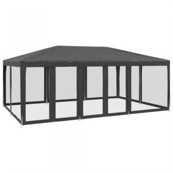 Carpa para fiestas 10 paredes de malla HDPE gris antracita 6x4m