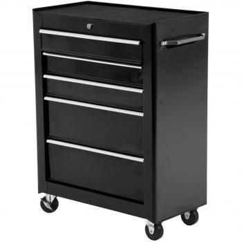 HOMCOM Carro de Herramientas para Taller con Ruedas 5 Cajones Armario con Cierre y Asa Lateral 61,5x33x85 cm Negro