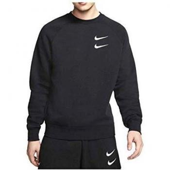 Nike Swoosh Crew CJ4871-010 - Sudadera para hombre, color negro blanco y negro L